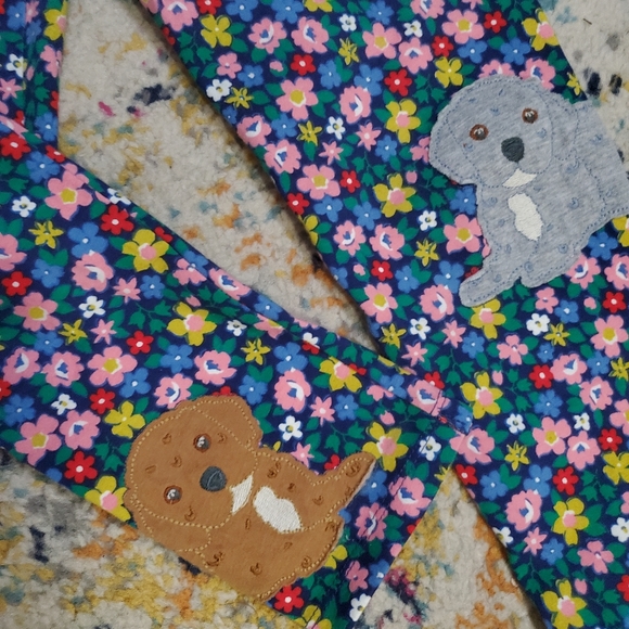 Mini Boden Starboard Blue & Pink Floral Puppies Fun Appliqué Leggings - Picture 4 of 7